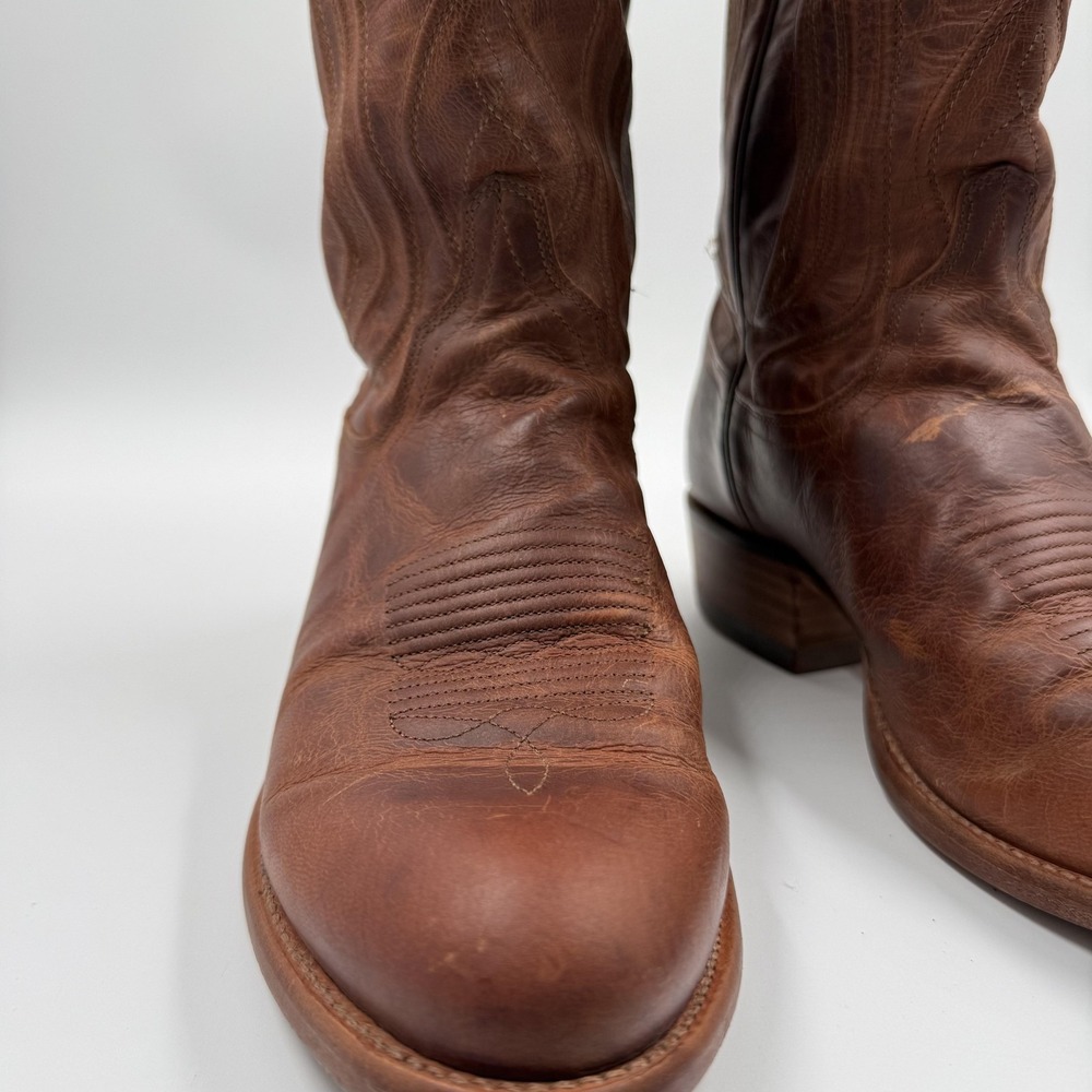Tecovas Western Boots Mens Size 9D Brown Leather Cowboy Round Toe Pull On 1000 - Picture 6 of 16